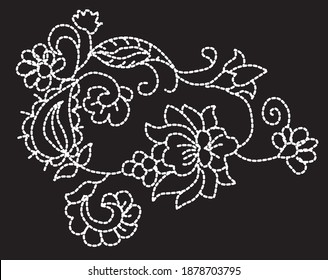 Lotus Flower Embroidery Effect With Stitched Texture