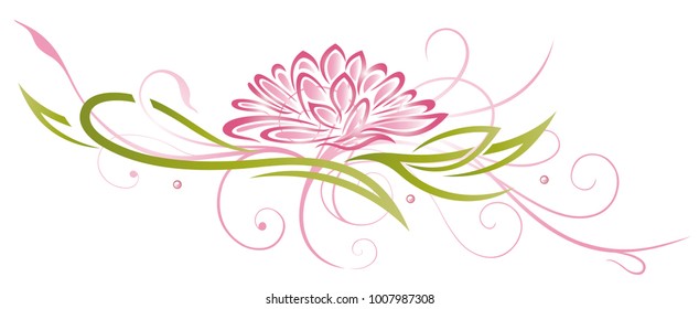 Lotus flower with filigree Ornament. Floral art.