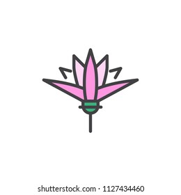 Lotus flower filled outline icon, line vector sign, linear colorful pictogram isolated on white. Egyptian lotus symbol, logo illustration. Pixel perfect vector graphics