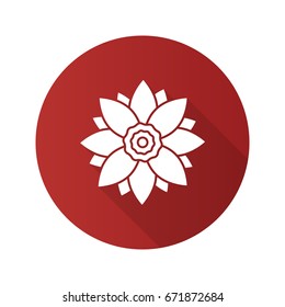Lotus flower flat design long shadow glyph icon. Vector silhouette illustration