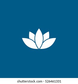Lotus Flower Flat Icon On Blue Background