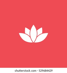 Lotus Flower Flat Icon On Red Background