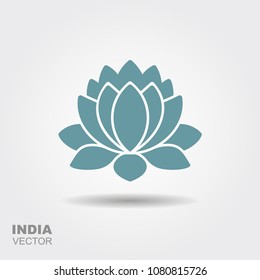 Lotus Flower Flat Icon In White Background