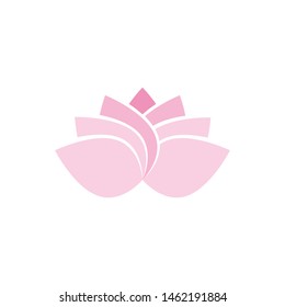 Lotus flower in flat style pink and green color vector eps10