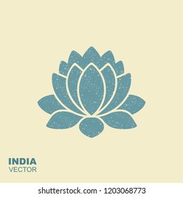 Lotus Flower Flat Vector Icon With Scuffed Effect