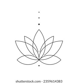 Lotus flower floral art. Meditation. Yoga. Black and white. White background. Line drawing.