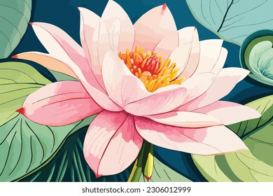 Lotus flower floral, watercolor vector art design collection