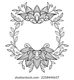 Lotus flower frame hand drawn for adult coloring book