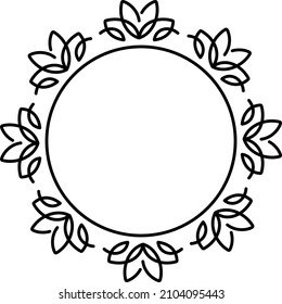 Lotus flower frame. Vector outline illustration.