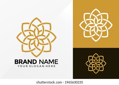 Lotus Flower Geometric Logo Vector Design. Brand Identity emblem, designs concept, logos, logotype element for template.