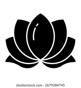 Lotus Flower Glyph Icon Vector Illustration