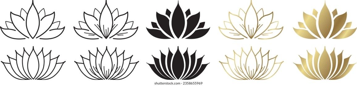 Lotus Flower Gold Black Illustration background vector