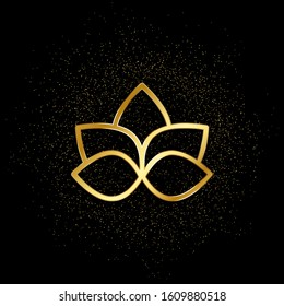 Lotus flower gold icon. Vector illustration of golden particle background.. Spiritual concept vector illustration