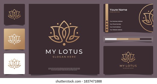 Lotus flower golden gradient logo and business card