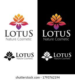 lotus flower gradient logo design. yoga center, beauty salon, cosmetic, spa. colorful logo template