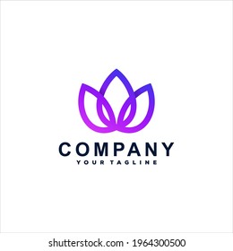 lotus flower gradient logo design