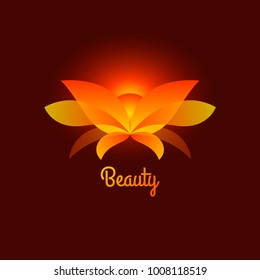 Lotus flower. Gradient shining logo of beauty salon, massage, yoga, spa. Vector illustration