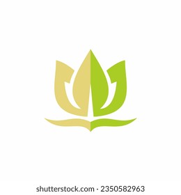 Lotus flower green leaf logo vector image