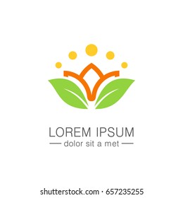 lotus flower green leaf logo
