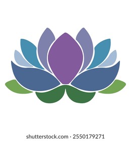 Flor de loto, Vector de dibujo a mano, icono de diseño plano, ideal para la marca