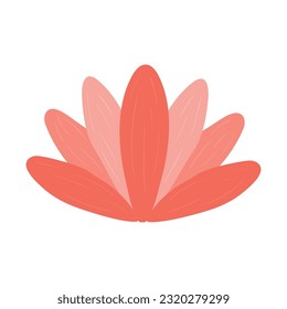 Lotus flower hand drawn illustration. Flat cartoon style design, isolated vector. Tropical blossom, exotic bloom, rainforest plant, jungle flora, botanical, floral element