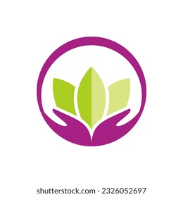 Imagen vectorial del logotipo de la mano de la flor de Lotus