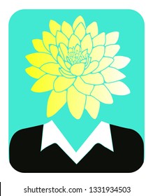 lotus flower head profile avatar in blue and yellow shades