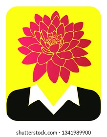lotus flower head profile avatar in red and yellow shades