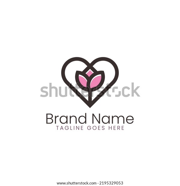 Lotus Flower Heart Shape Love Logo Stock Vector (Royalty Free ...