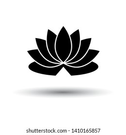 Lotus Flower Icon. Black on White Background With Shadow. Vector Illustration.