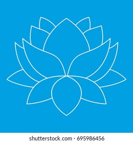 Lotus flower icon blue outline style isolated vector illustration. Thin line sign
