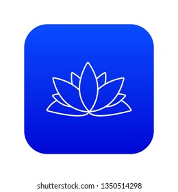 Lotus flower icon blue vector isolated on white background