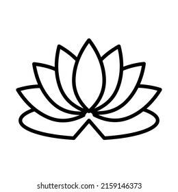 Lotus Flower Icon. Bold Outline Design With Editable Stroke Width. Vector Illustration.