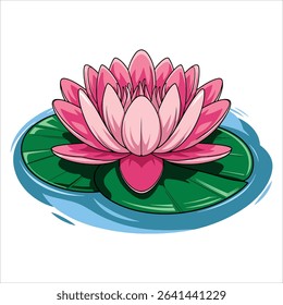 Lotus flower icon in cartoon vector style. Elegant bloom illustration for spiritual and nature themes.