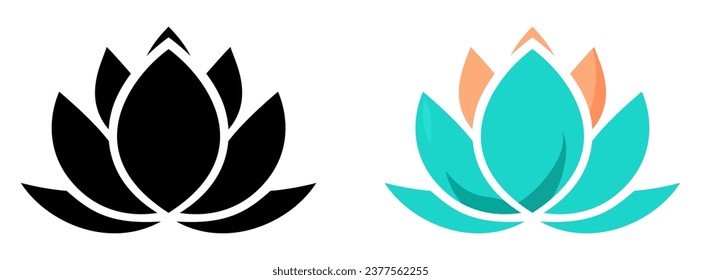 Icono de flor de Lotus. Flor de Lotus. Icono de loto de color sobre fondo blanco. Planta Lotus. Ilustración del vector