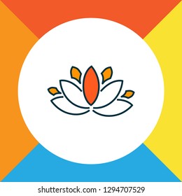 Lotus flower icon colored line symbol. Premium quality isolated floral element in trendy style.