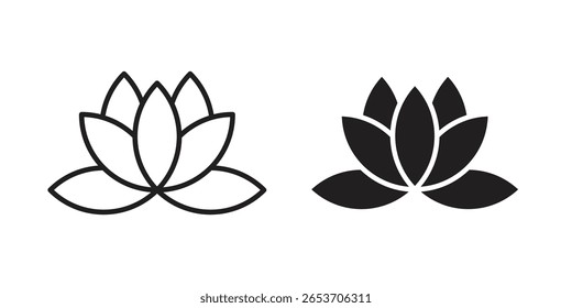 Lotus flower icon design element. Editable stroke. Vector
