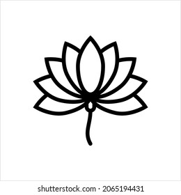 Lotus Flower Icon, Divine Flower Vector Art Illustration