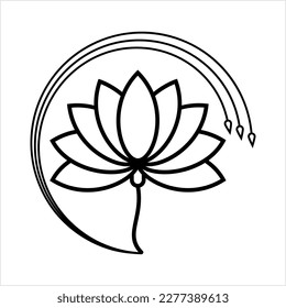 Lotus Flower Icon, Divine Flower Vector Art Illustration