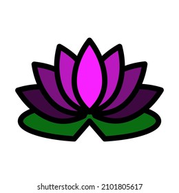 Lotus Flower Icon. Editable Bold Outline With Color Fill Design. Vector Illustration.