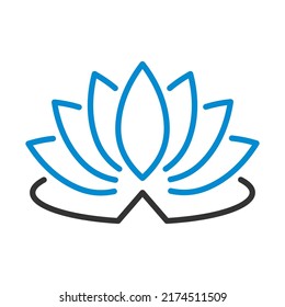 Lotus Flower Icon. Editable Bold Outline With Color Fill Design. Vector Illustration.