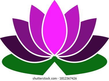 Lotus Flower Icon. Flat Color Design. Vector Illustration.
