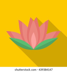 Lotus flower icon, flat style