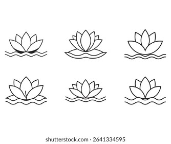  lotus flower icon floating on water with layered