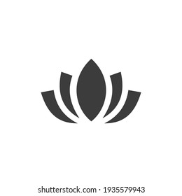 Lotus Flower Icon Isolated On Black And White Vector Graphic