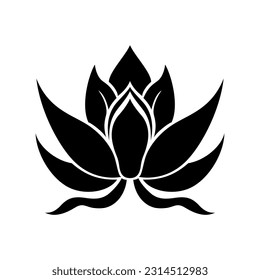 Lotus flower icon isolated on white background. Lotus flower black icon. Lotus plant. Vector illustration