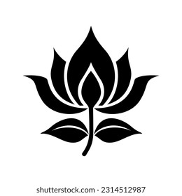 Lotus flower icon isolated on white background. Lotus flower black icon. Lotus plant. Vector illustration