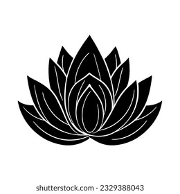 Lotus flower icon isolated on white background. Lotus flower black icon. Lotus plant. Vector illustration