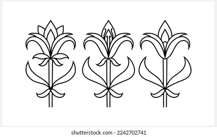 Lotus flower icon isolated. Sketch clip art. Doodle engraving Vector stock illustration. EPS 10