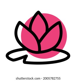 lotus flower icon, nature outline icon with color